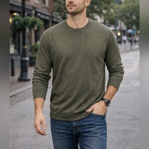7 For All Mankind Men’s M Khaki Crewneck Sweater Classic Knit Pullover